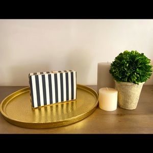 Box Style Clutch~Black and white pin striped